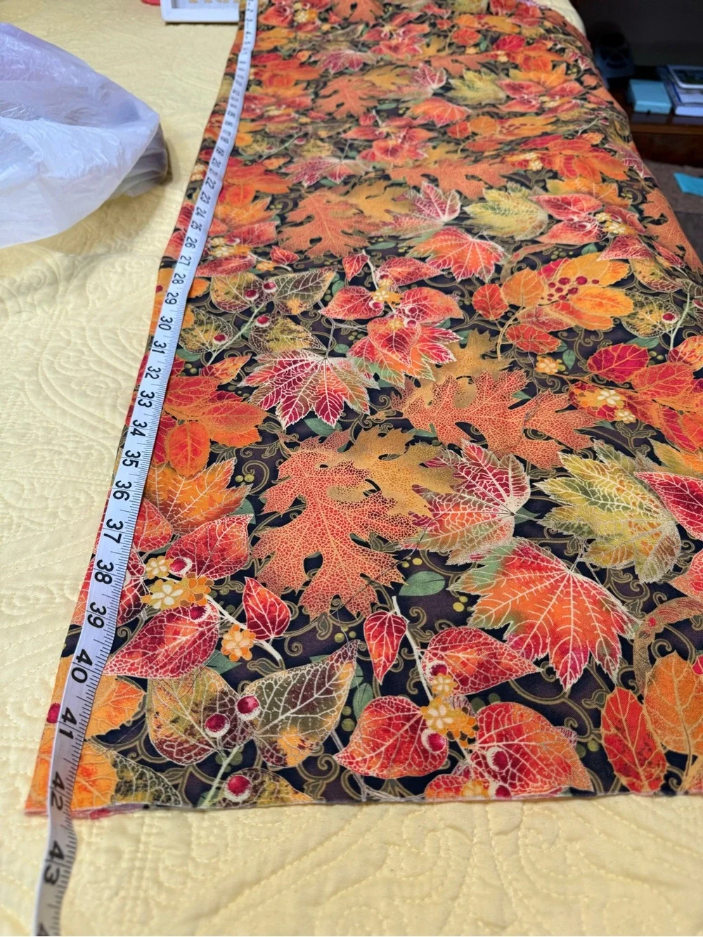 Autumn Harvest Decorative Picture Fall Fabric with Mini Pumpkins Lot